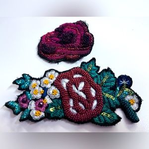 Alice + Olivia Embroidered Beaded Flower Pins